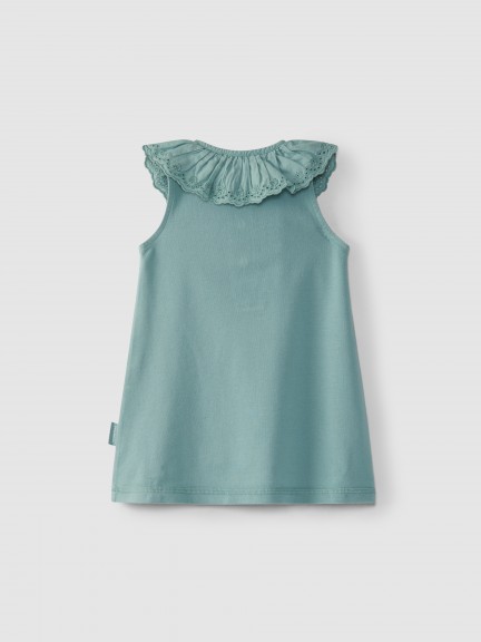 Dress pique with English embroidery collar Dress pique with English embroidery collar