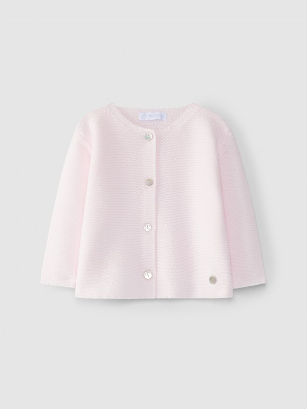 Knitted cardigan with round neckline Knitted cardigan with round neckline
