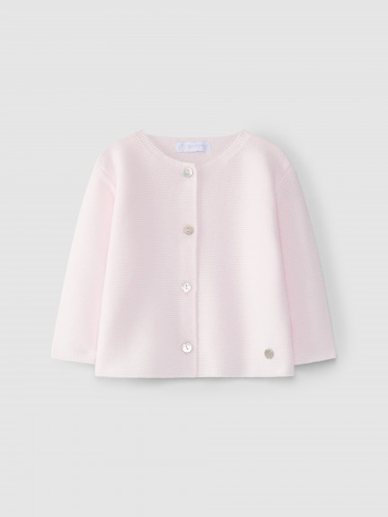 Knitted cardigan with round neckline