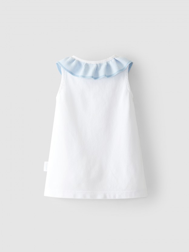 Vestido de piqu� gola de folho