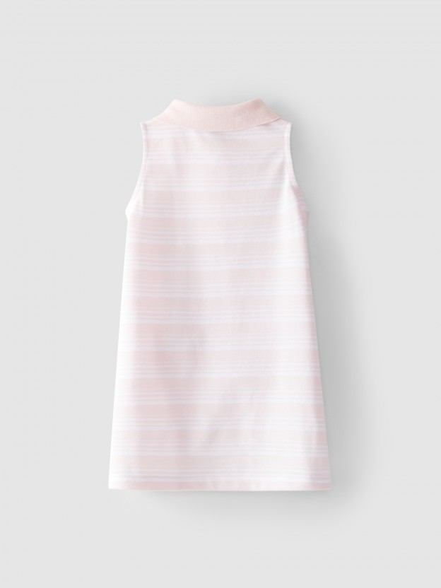 Vestido de riscas em piqué Vestido de riscas em piqué