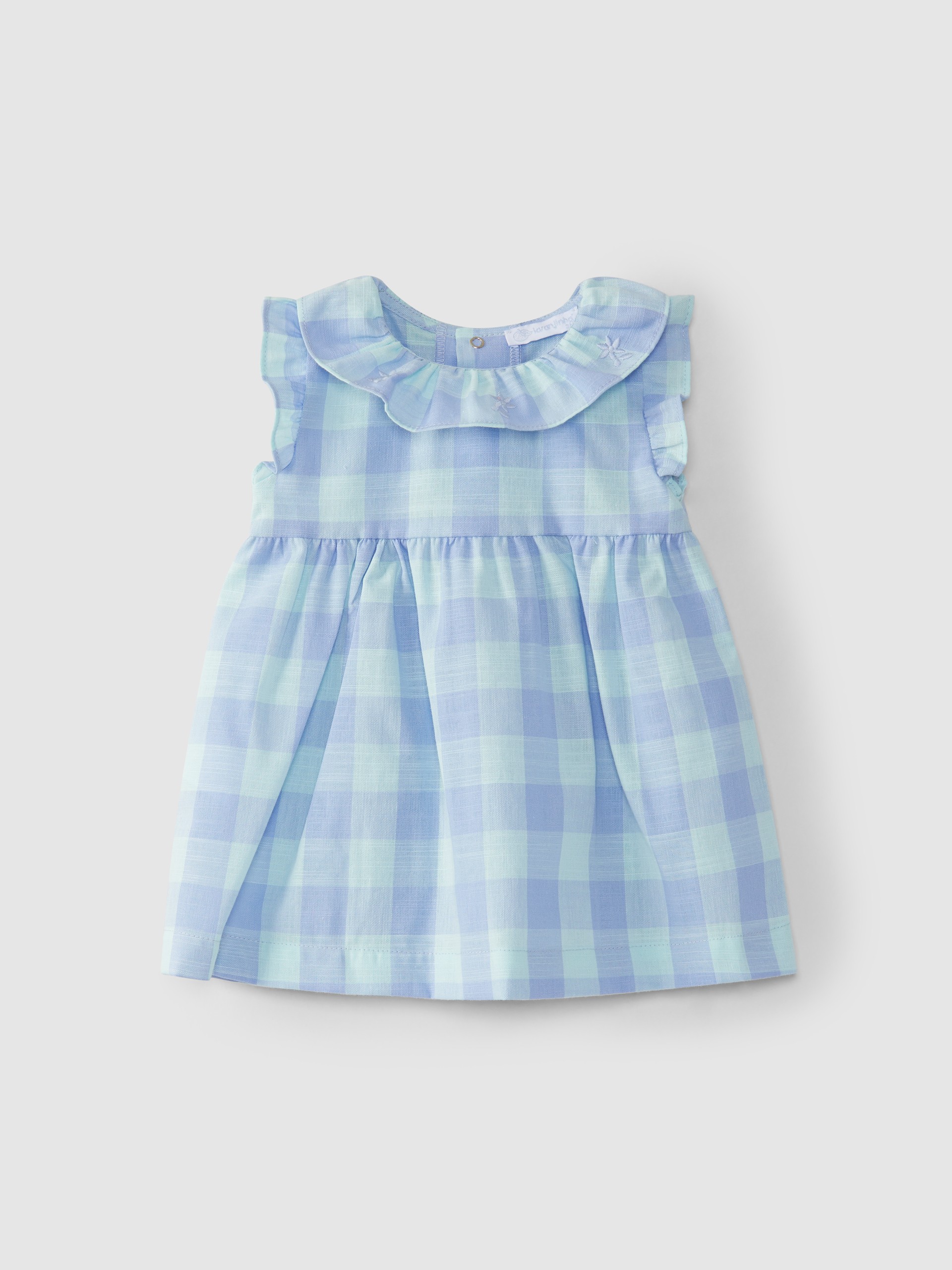 Vestido cuadros cuello con bordado