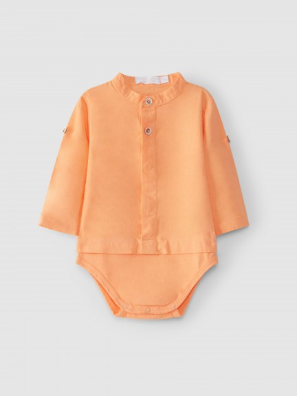 Body-camisa lino cuello mao Body-camisa lino cuello mao