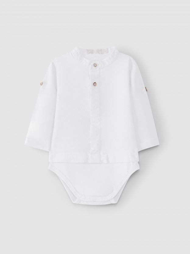 Body-camisa lino cuello mao