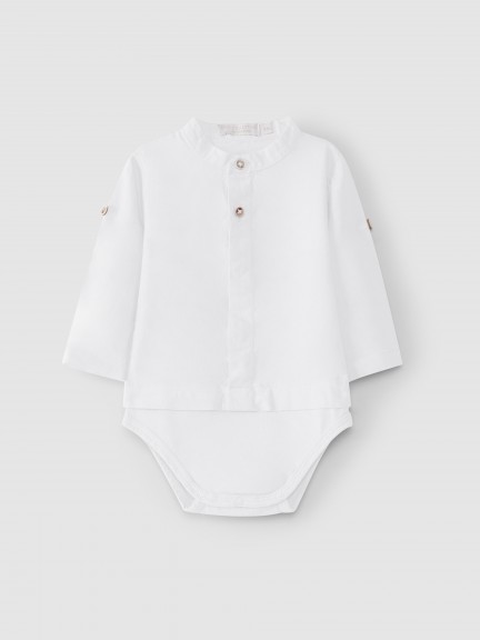 Body-camisa lino cuello mao Body-camisa lino cuello mao