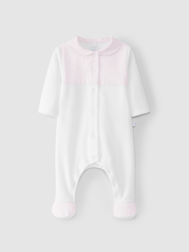 Babygrow velours col peter pan Babygrow velours col peter pan