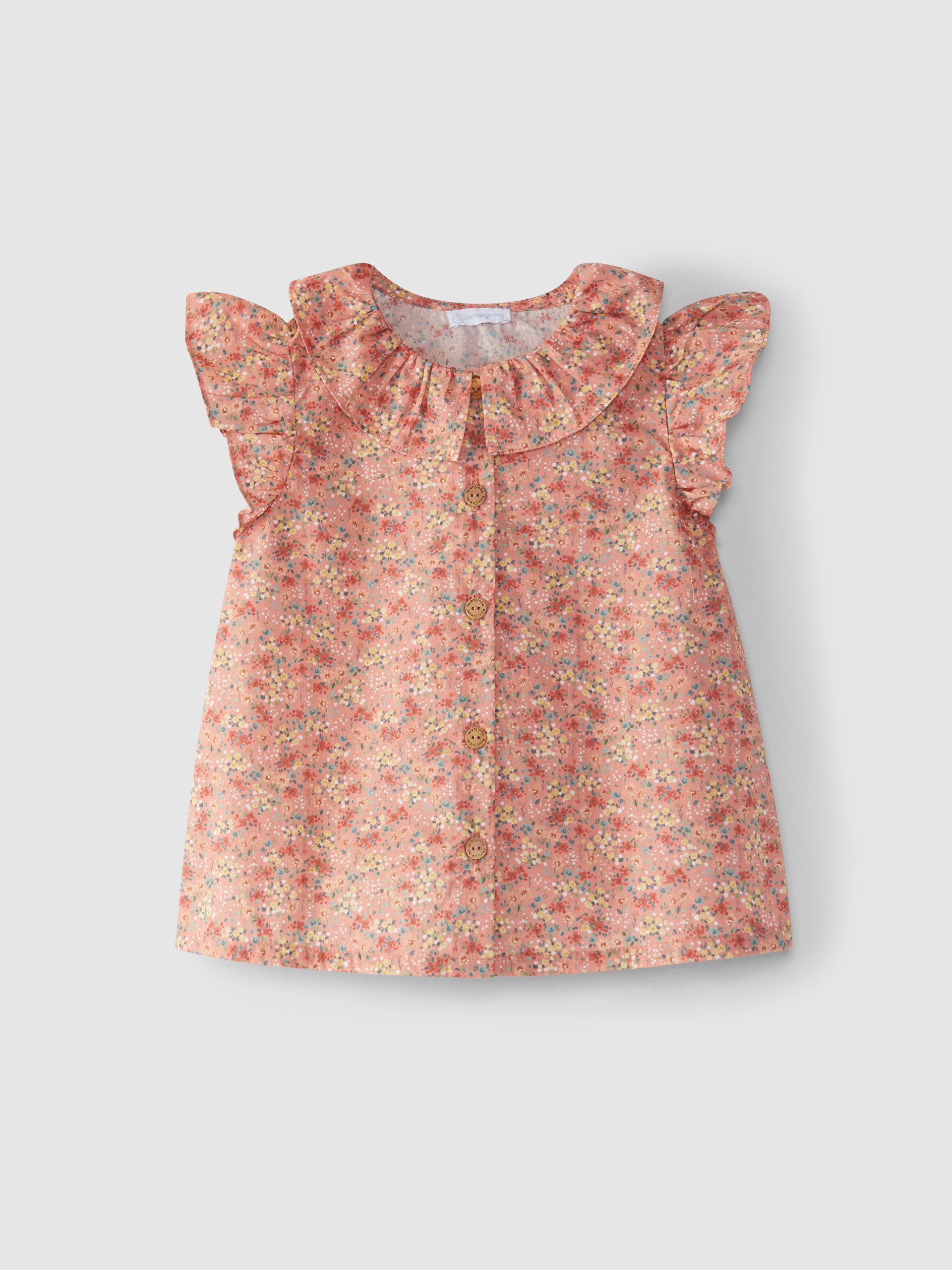 Blusa flores cuello de volante