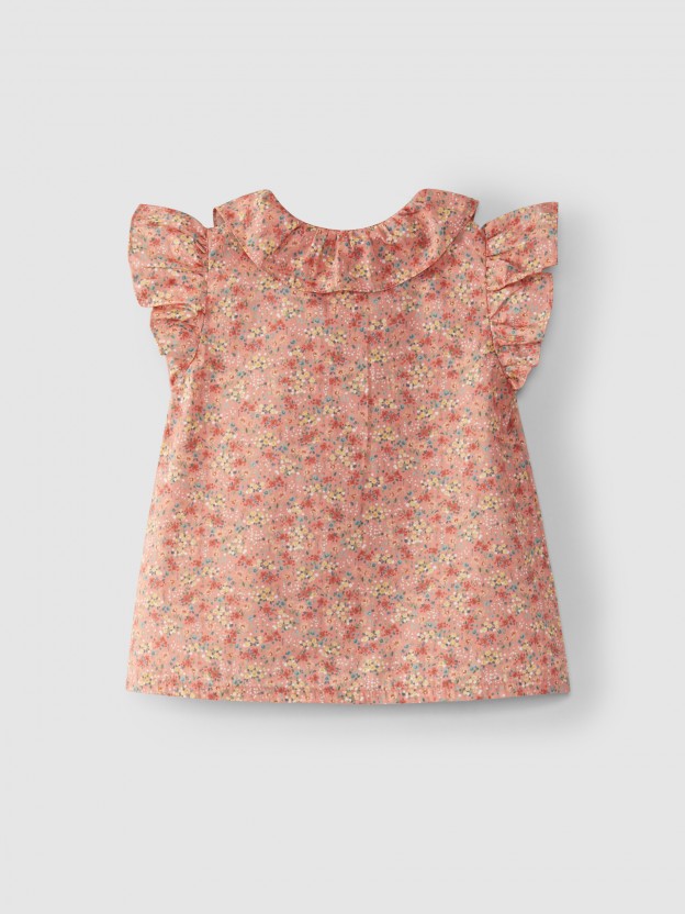 Blusa flores cuello de volante Blusa flores cuello de volante