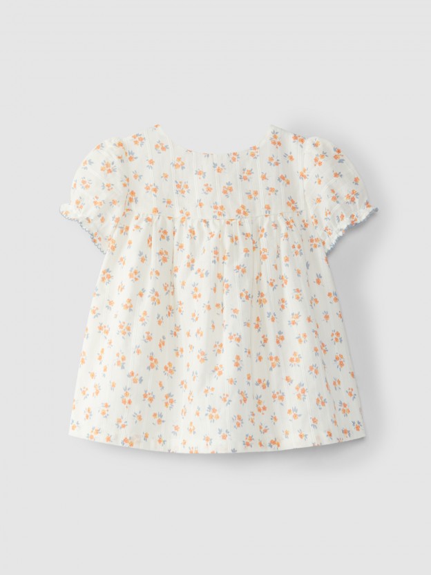 Vestido com tapa fraldas print floral