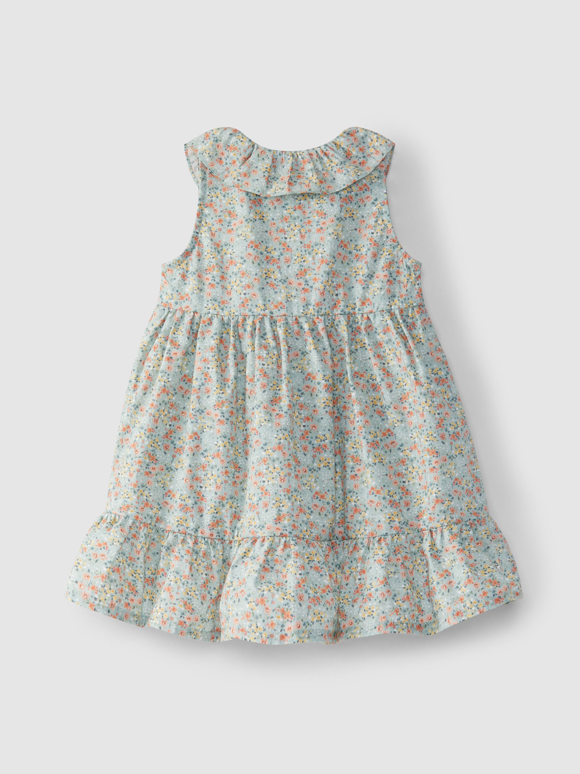 Vestido flores gola de folho