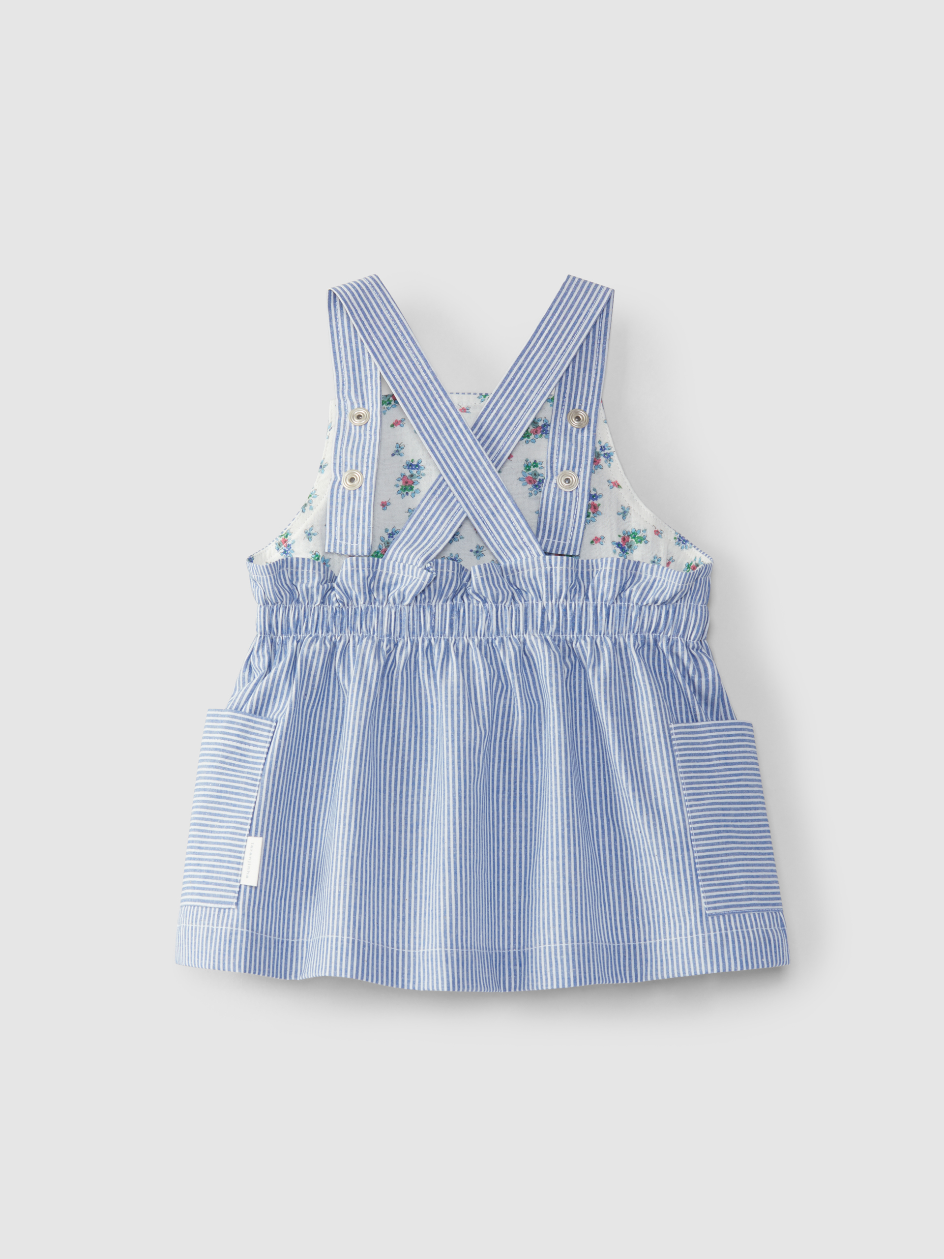 Striped dungaree dress with pockets