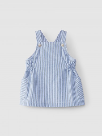 Striped dungaree dress with pockets Striped dungaree dress with pockets
