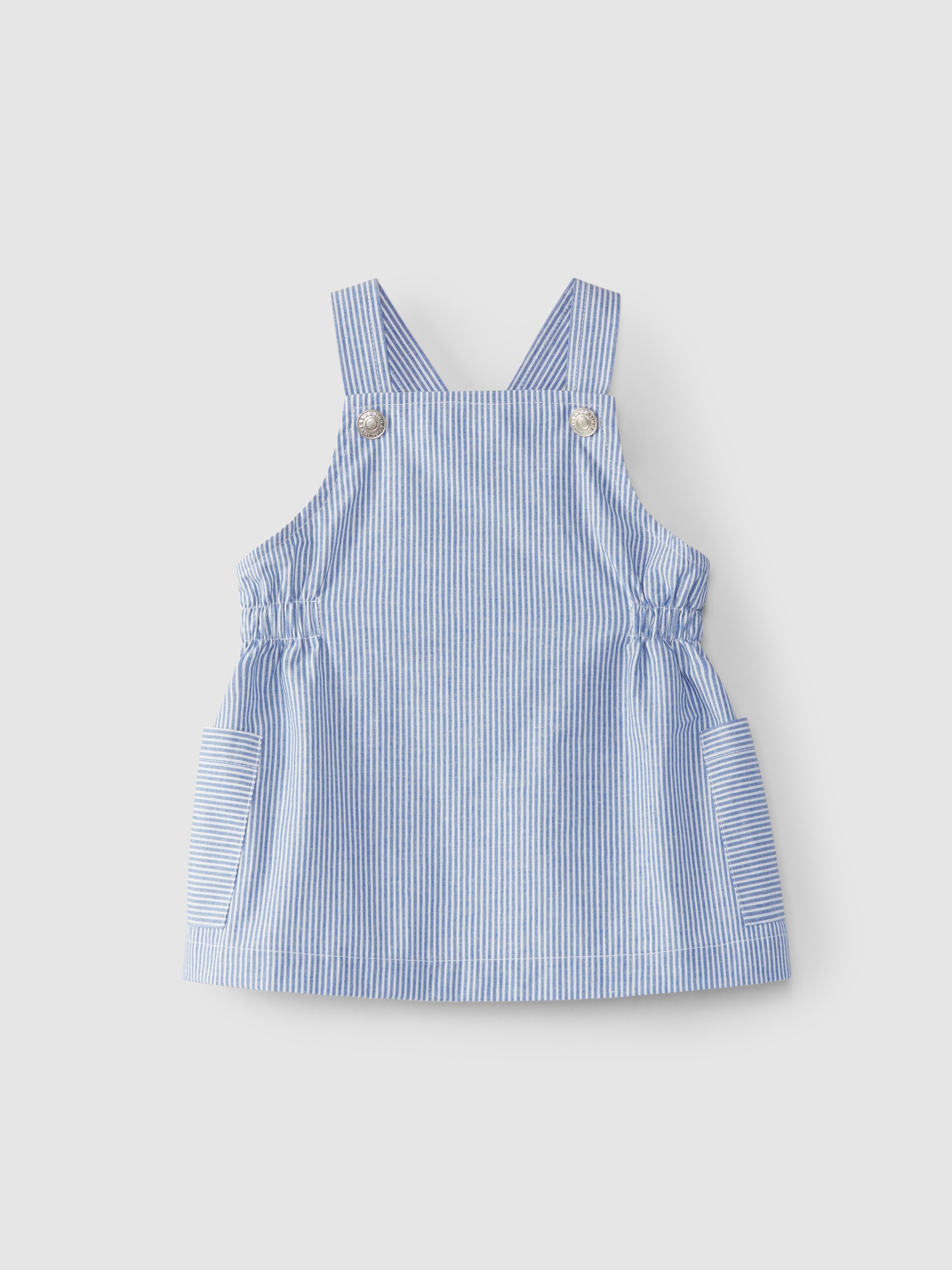 Striped dungaree dress with pockets