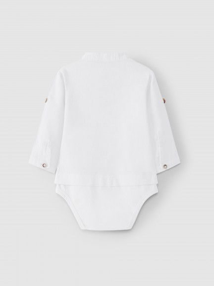 Body-camisa lino cuello mao Body-camisa lino cuello mao