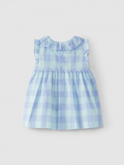 Vestido cuadros cuello con bordado Vestido cuadros cuello con bordado