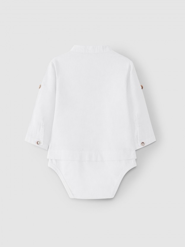 Body-camisa lino cuello mao