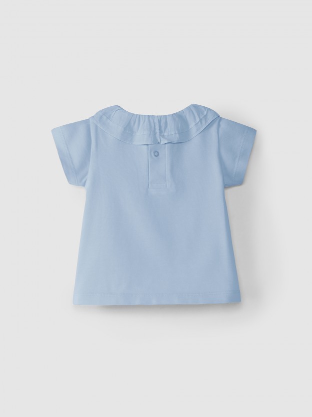 Camiseta lisa cuello de volante Camiseta lisa cuello de volante