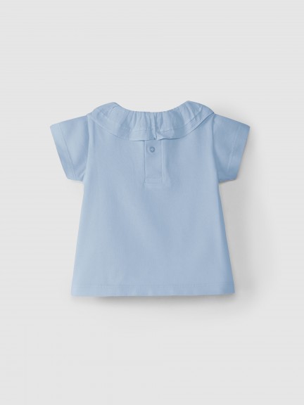 T-shirt plain with ruffled collar T-shirt plain with ruffled collar