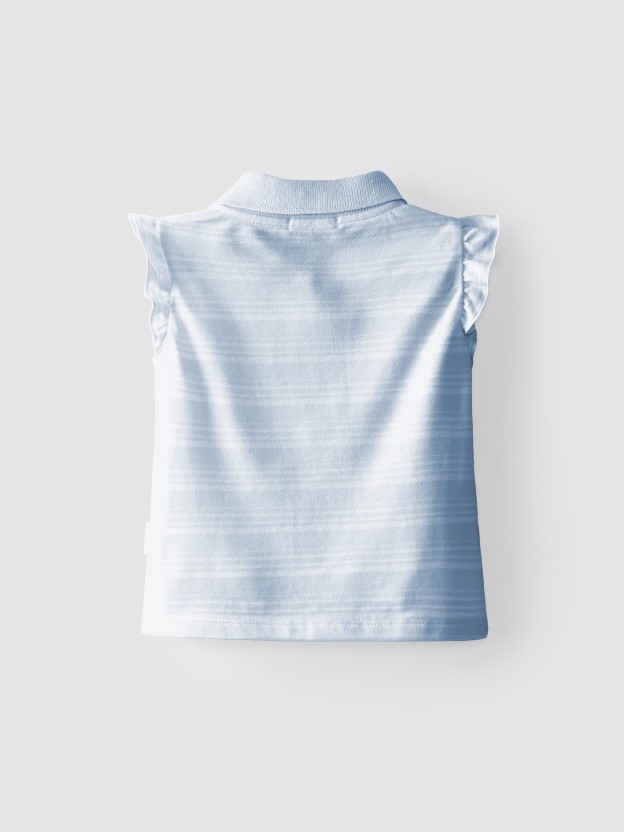 Pique Polo shirt ruffled sleeves Pique Polo shirt ruffled sleeves