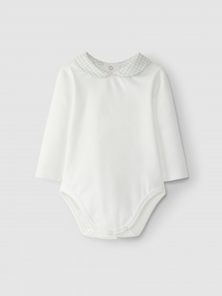Body con cuello redondo en gasa doble Body con cuello redondo en gasa doble