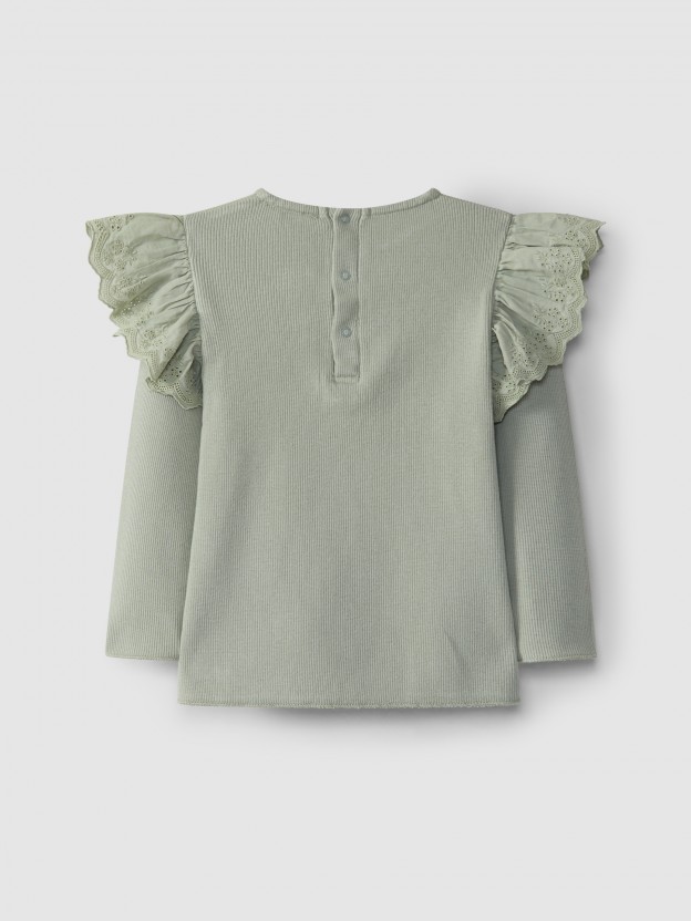 Longsleeve folho bordado inglês Longsleeve folho bordado inglês
