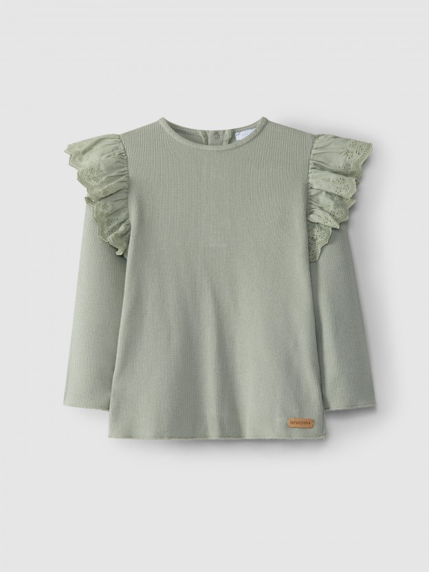 Longsleeve folho bordado inglês Longsleeve folho bordado inglês