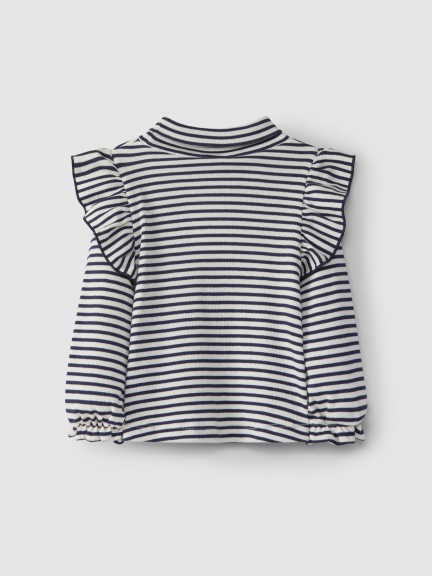 Longsleeve gola alta malha canelada de riscas Longsleeve gola alta malha canelada de riscas