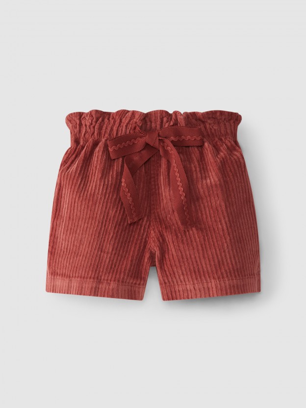 Pantalones cortos pull-up de pana ancha Pantalones cortos pull-up de pana ancha