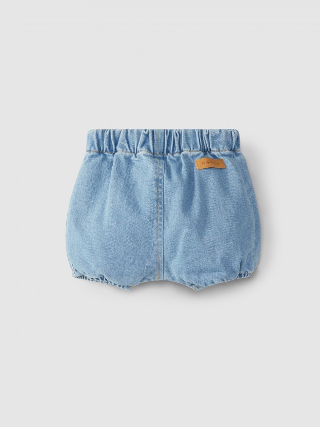 Denim pull-up shorts