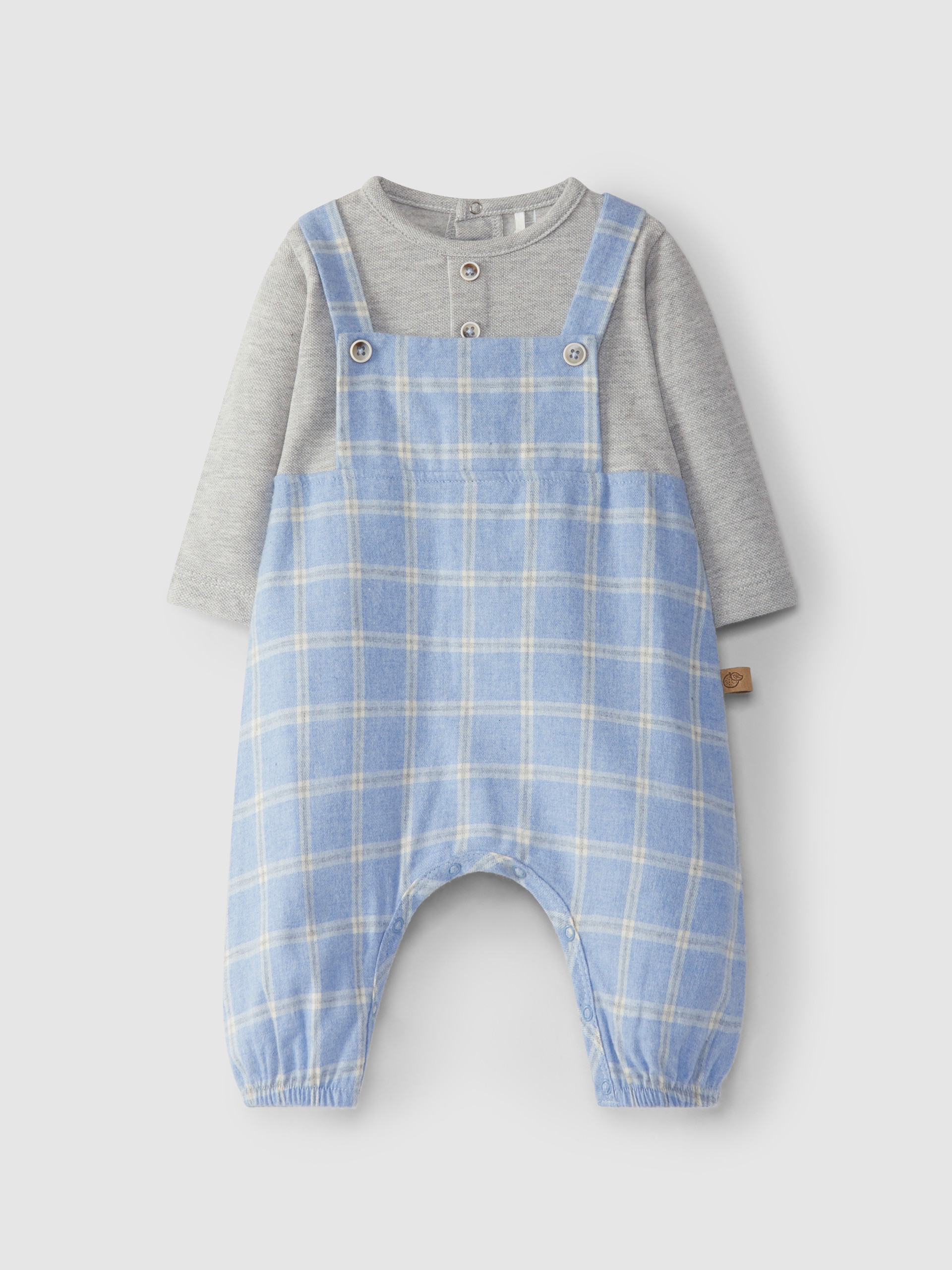 Two-in-one plaid romper