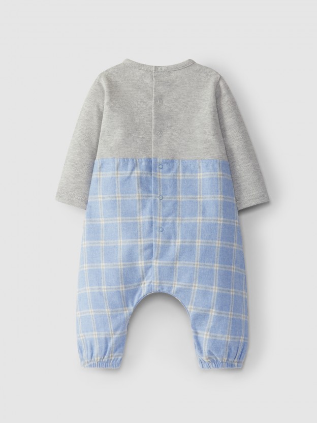 Two-in-one plaid romper Two-in-one plaid romper