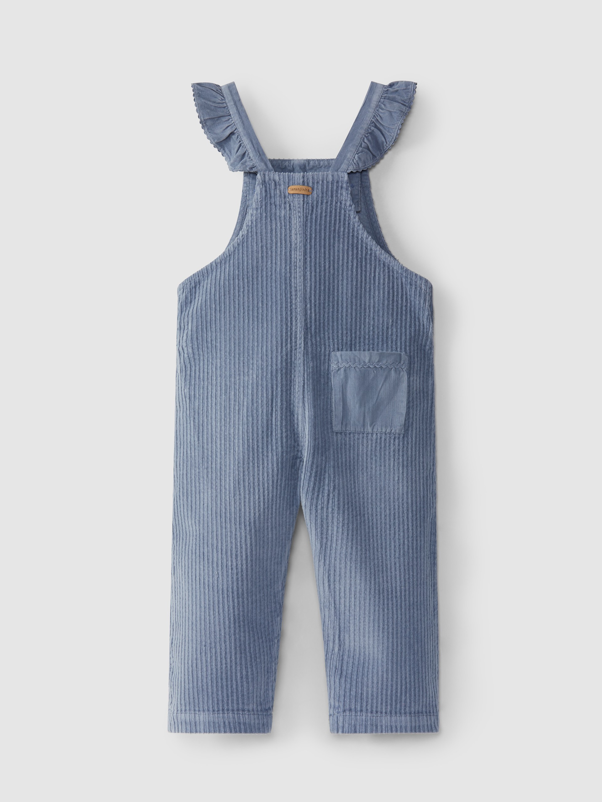 Wide wale corduroy dungarees with ruffle on the straps