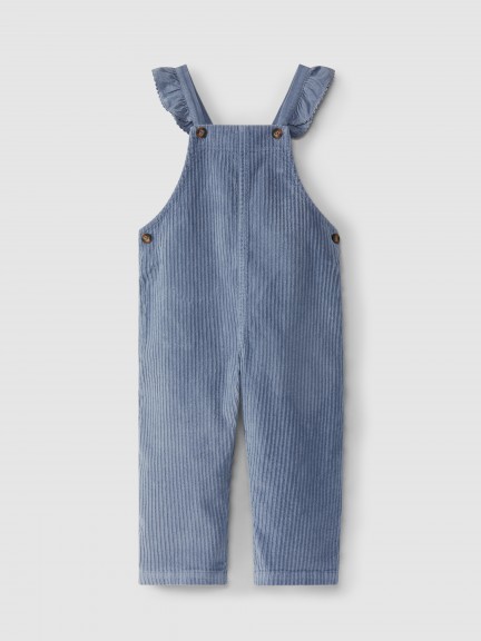 Wide wale corduroy dungarees with ruffle on the straps