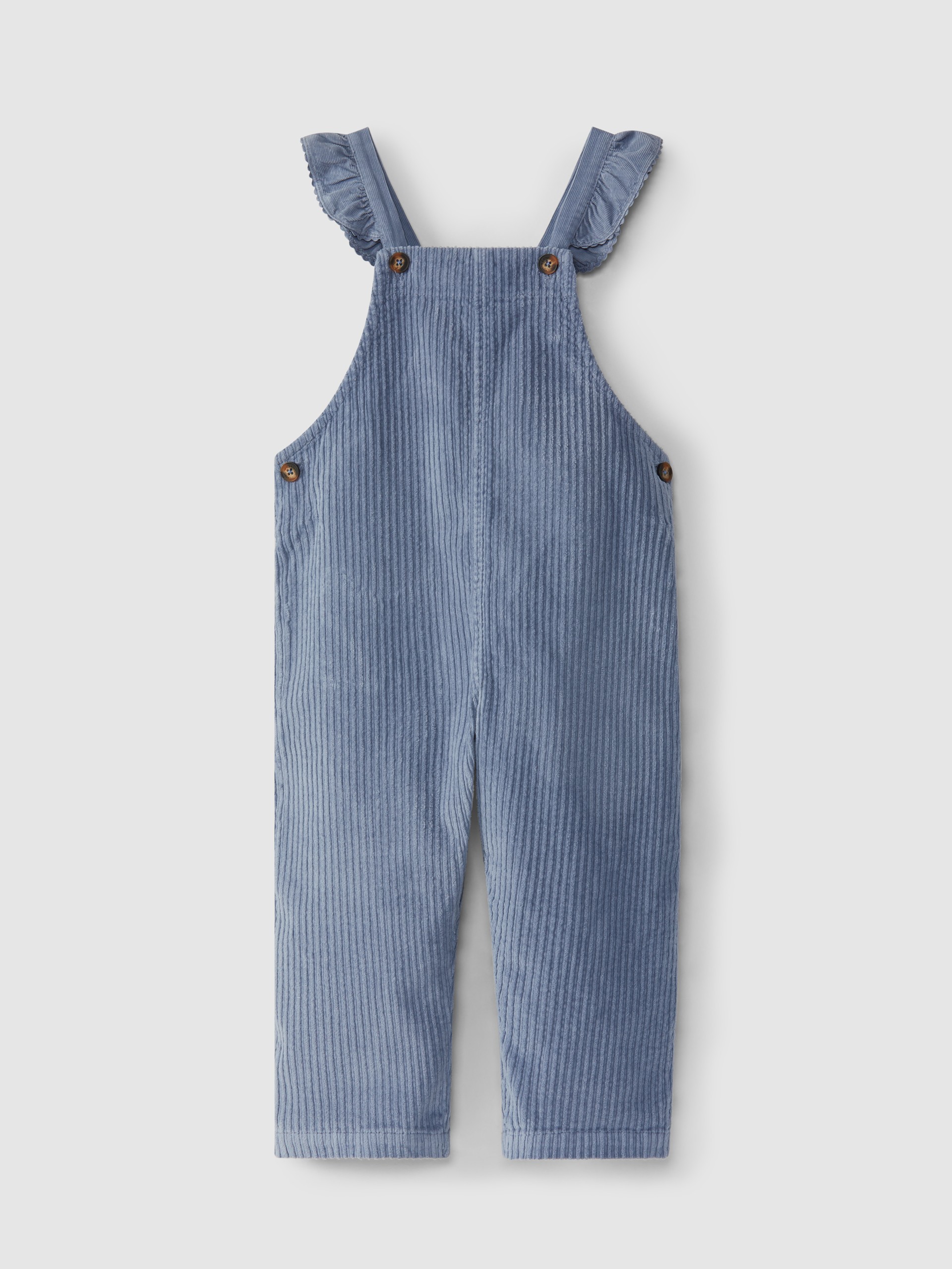 Wide wale corduroy dungarees with ruffle on the straps