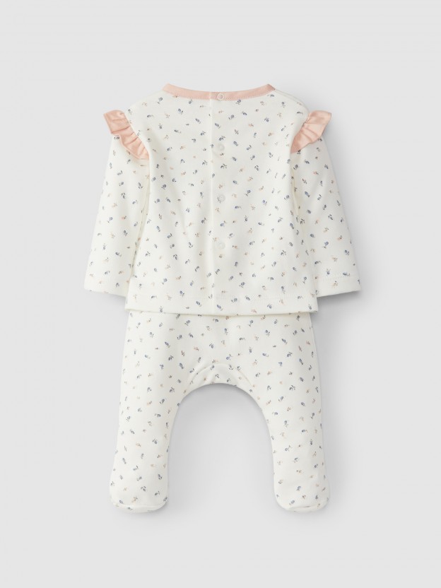 Fato de duas peças estampado com detalhe de folho Fato de duas peças estampado com detalhe de folho