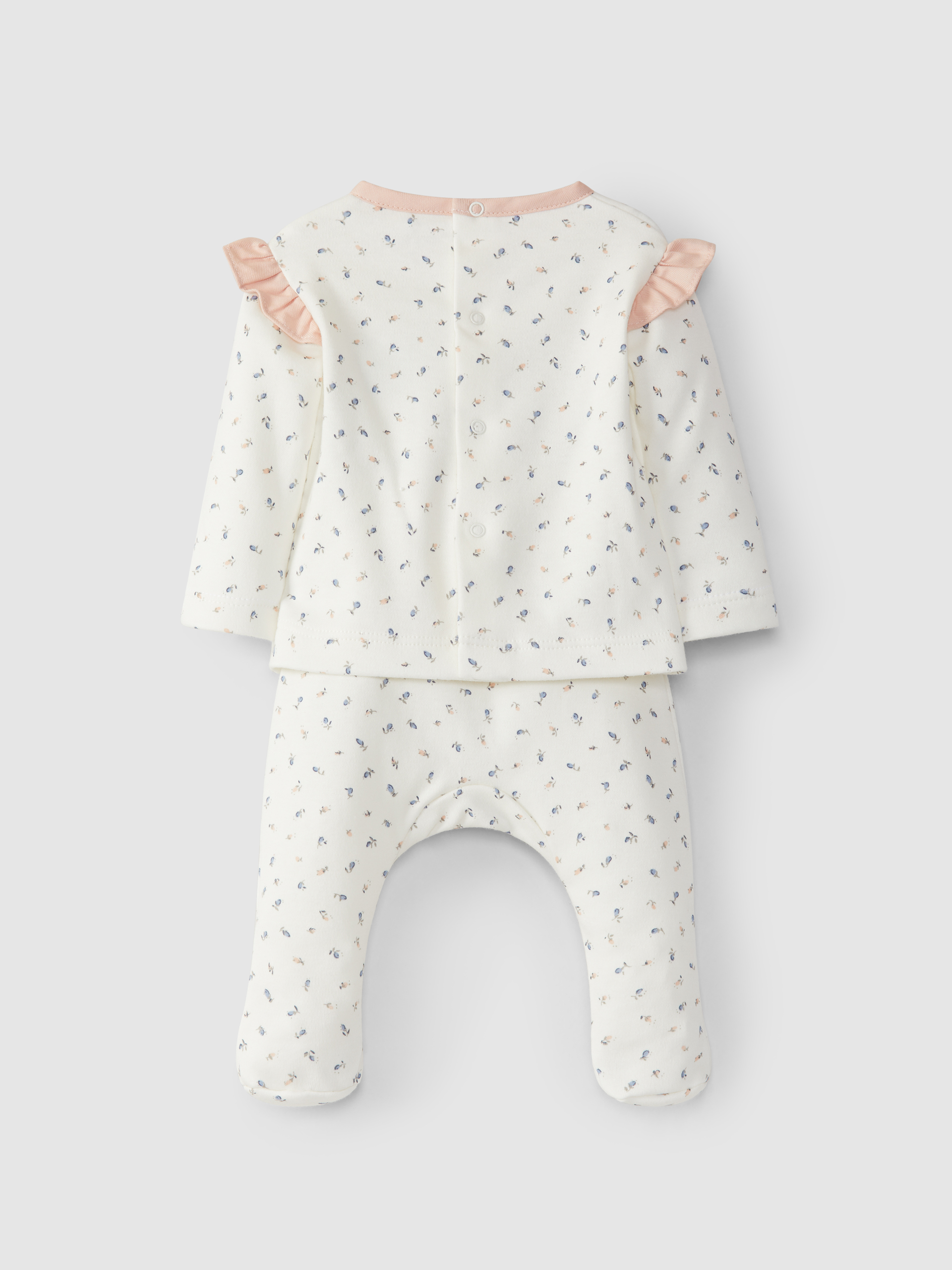 Fato de duas peças estampado com detalhe de folho