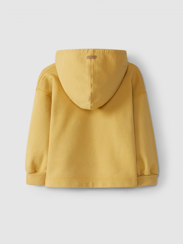 Sweatshirt com capuz e bolso em bombazine Sweatshirt com capuz e bolso em bombazine
