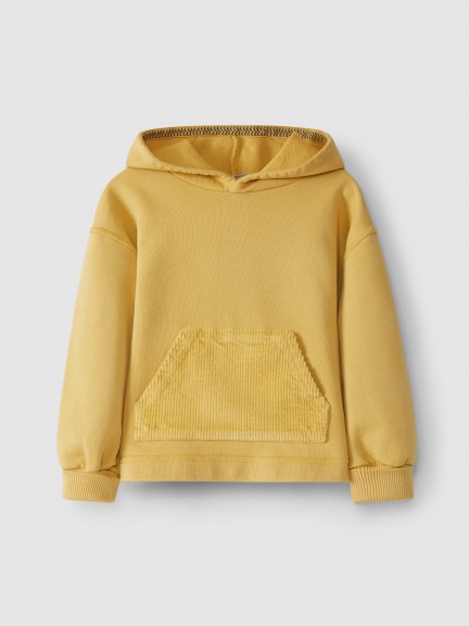 Hoodie with corduroy pocket