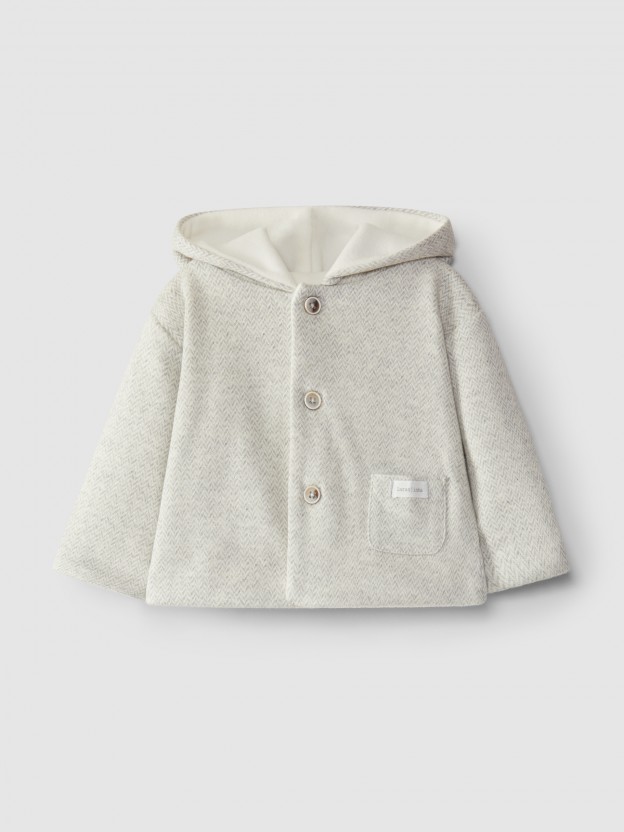 Herringbone knit hooded jacket