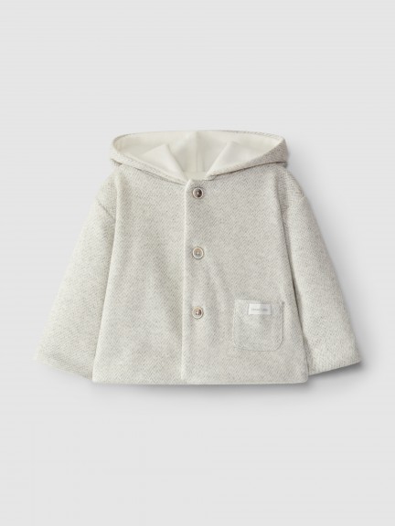 Herringbone knit hooded jacket