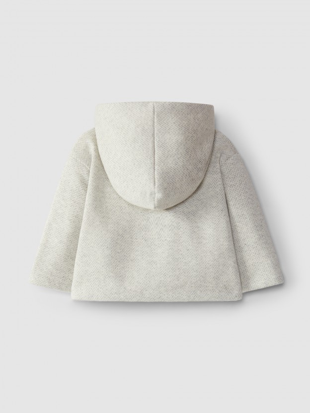 Herringbone knit hooded jacket