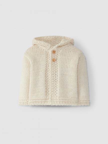 Knitted cardigan with hood