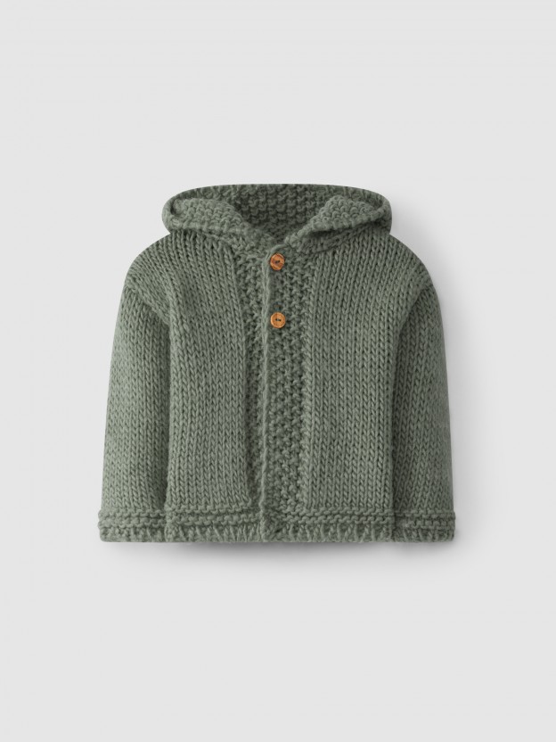 Knitted cardigan with hood Knitted cardigan with hood