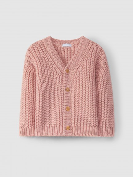 Knitted V-neck cardigan in a loose knit Knitted V-neck cardigan in a loose knit