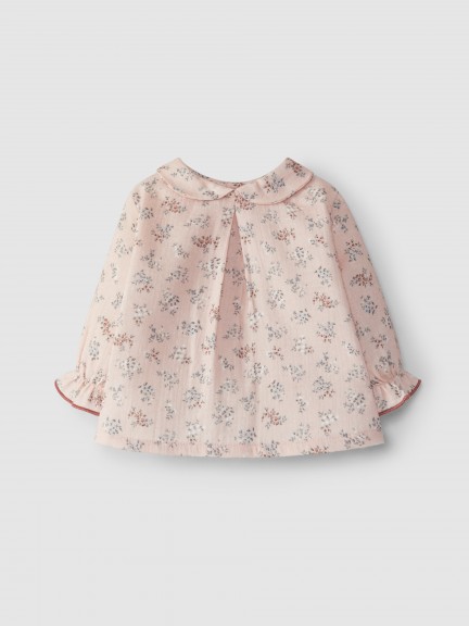 Floral muslin round collar blouse Floral muslin round collar blouse