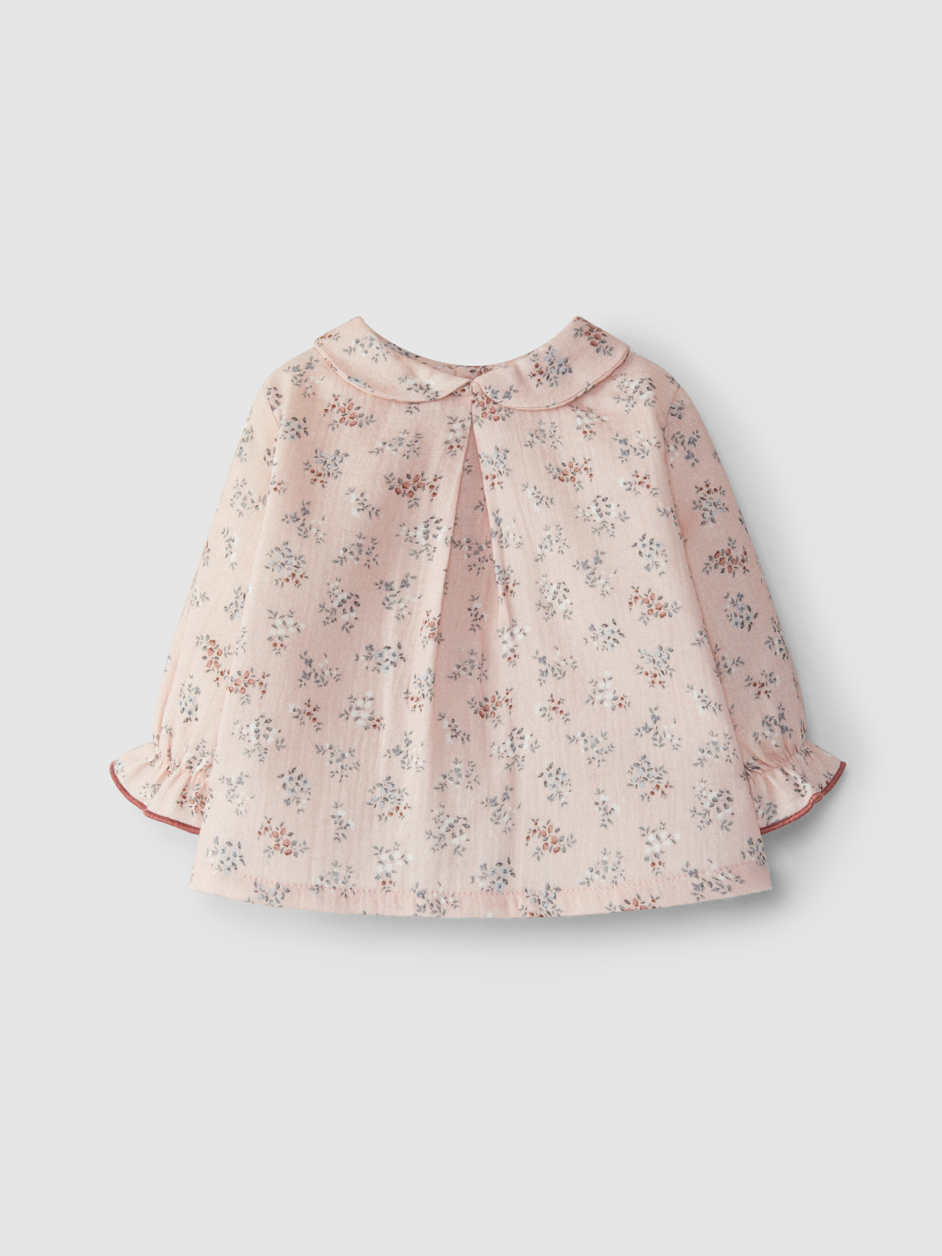 Floral muslin round collar blouse