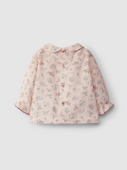 Floral muslin round collar blouse Floral muslin round collar blouse