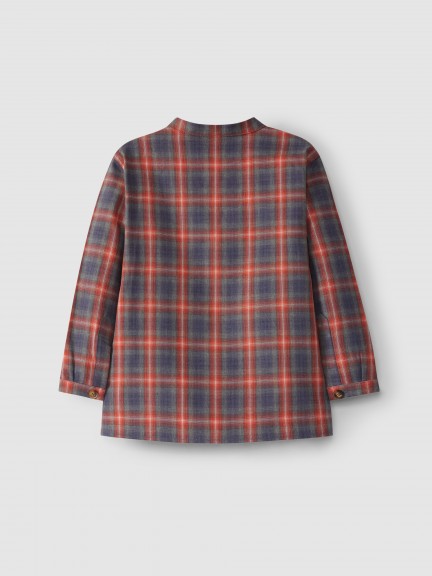 Mandarin collar plaid shirt Mandarin collar plaid shirt