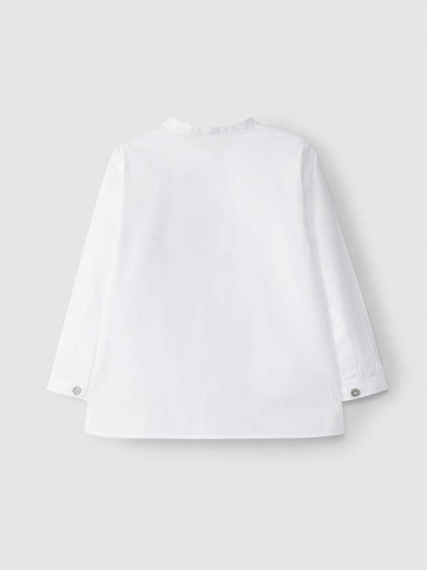 Plain shirt mandarin collar Plain shirt mandarin collar