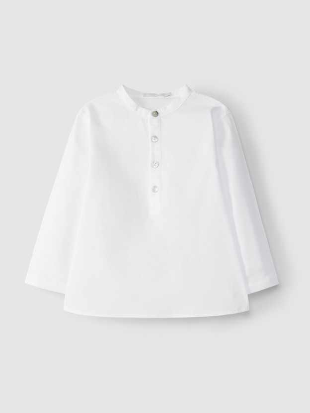 Plain shirt mandarin collar Plain shirt mandarin collar